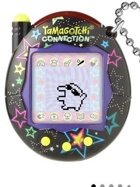 Tamagotchi Connection Black Star Keychain Virtual Pet